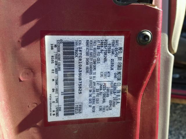 1FTCR10A3SUB75825 - 1995 FORD RANGER RED photo 10