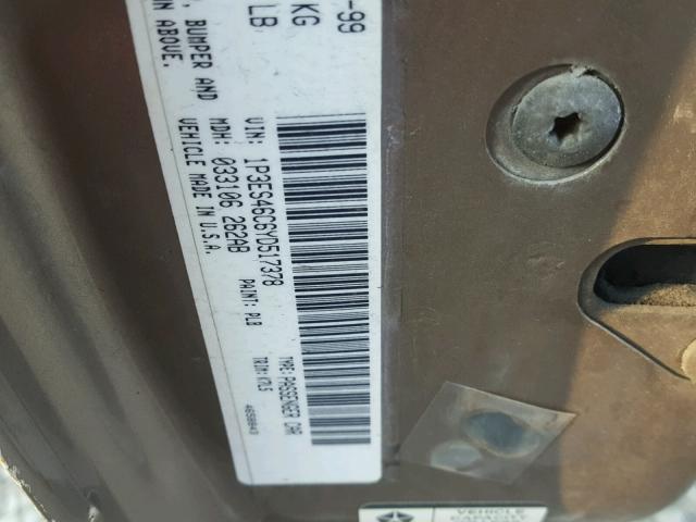 1P3ES46C6YD517378 - 2000 PLYMOUTH NEON BASE 金色 照片 10