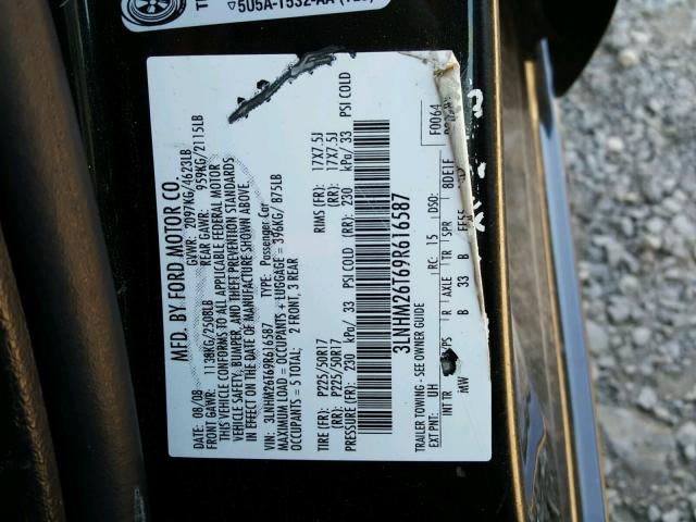 3LNHM26T69R616587 - 2009 LINCOLN MKZ BEIGE photo 10