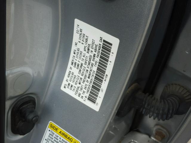 1HGCR2F39EA178105 - 2014 HONDA ACCORD LX SILVER photo 10