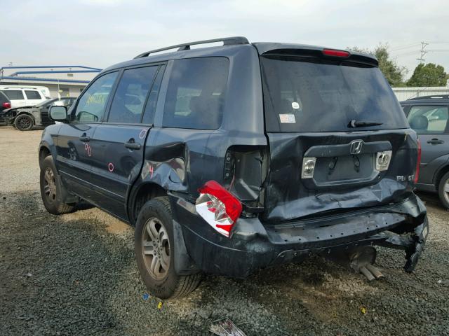 2HKYF18605H500668 - 2005 HONDA PILOT EXL BLUE photo 3