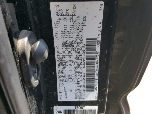 5TFLU4EN0CX045447 - 2012 TOYOTA TACOMA DOU 黑色 照片 10