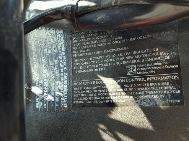 5VPDA36N5E3029407 - 2014 VICTORY MOTORCYCLES CROSS COUN Красный фото 10
