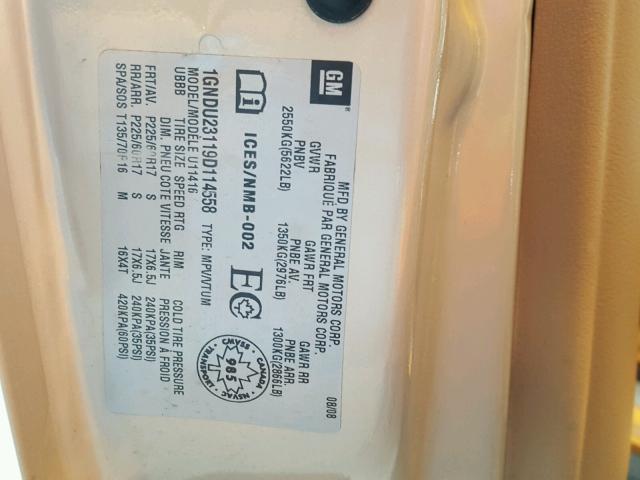 1GNDU23119D114558 - 2009 CHEVROLET UPLANDER L 棕色 照片 10