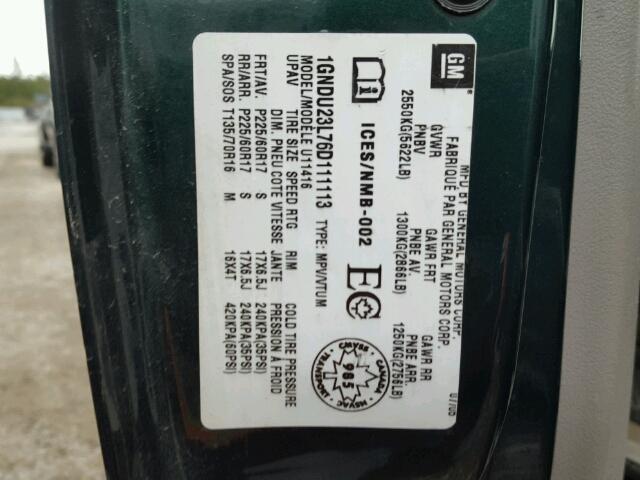 1GNDU23L76D111113 - 2006 CHEVROLET UPLANDER L 绿色 照片 10