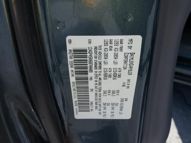 1D4GP45R06B700089 - 2006 DODGE CARAVAN SX BLUE photo 10