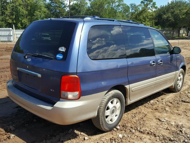 KNDUP131X26334396 - 2002 KIA SEDONA EX BLUE photo 4