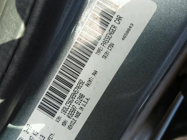 1B3LC56D89N570292 - 2009 DODGE AVENGER GRAY photo 10