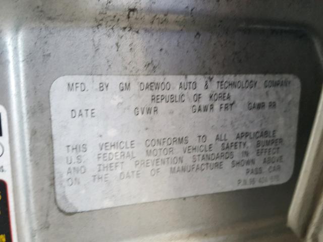 KL1TJ62654B176168 - 2004 CHEVROLET AVEO LS SILVER photo 10