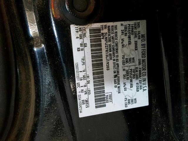 5LMFU27R13LJ19203 - 2003 LINCOLN NAVIGATOR შავი ფოტო 10