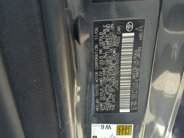 JTKDE177270193153 - 2007 TOYOTA SCION TC 石墨色 照片 10