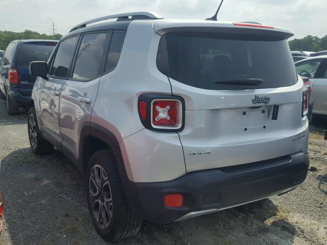 ZACCJBDT6GPC61325 - 2016 JEEP RENEGADE L SILVER photo 3