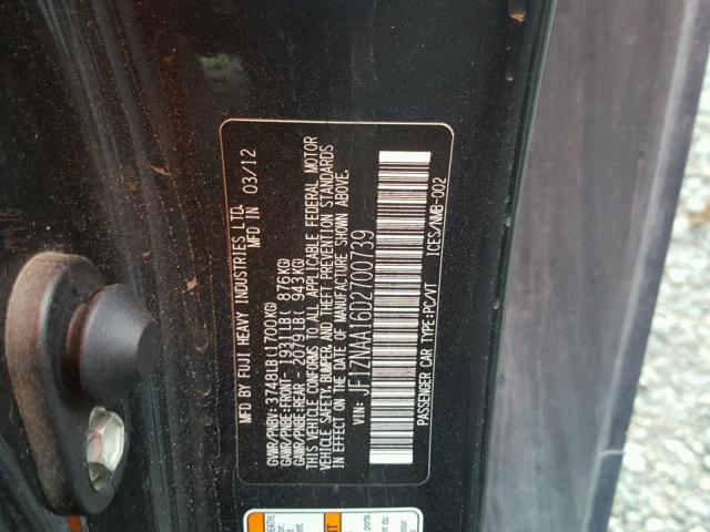 JF1ZNAA16D2700739 - 2013 TOYOTA SCION FR-S CHARCOAL photo 10