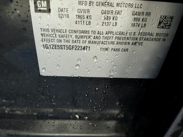 1G1ZE5ST5GF223471 - 2016 CHEVROLET MALIBU LT Qara foto 10