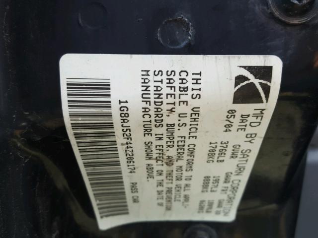 1G8AJ52F44Z206174 - 2004 SATURN ION LEVEL BLACK photo 10
