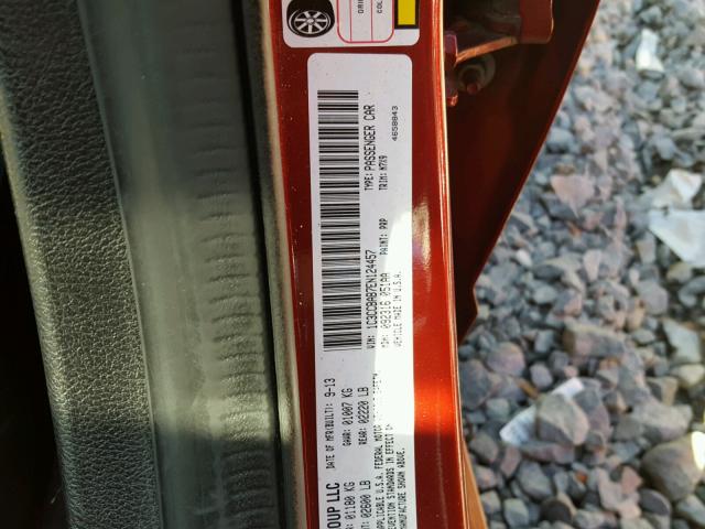 1C3CCBAB7EN124457 - 2014 CHRYSLER 200 LX RED photo 10