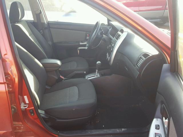 KNAFE161X75008831 - 2007 KIA SPECTRA5 S ORANGE photo 5