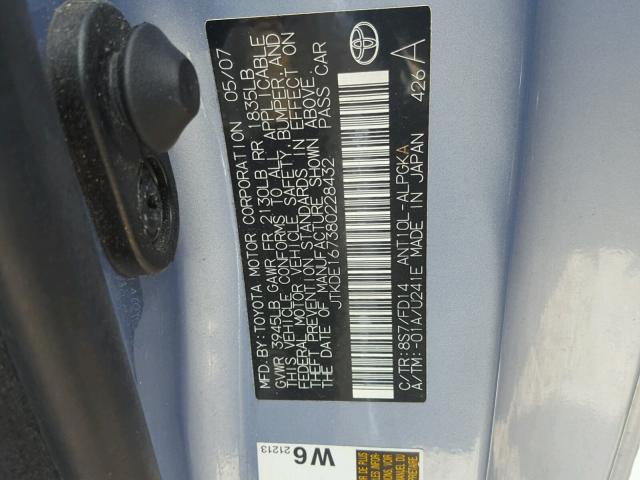 JTKDE167380228432 - 2008 TOYOTA SCION TC 蓝色 照片 10