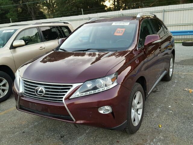 2T2BK1BA9EC236279 - 2014 LEXUS RX 350 MAROON photo 2