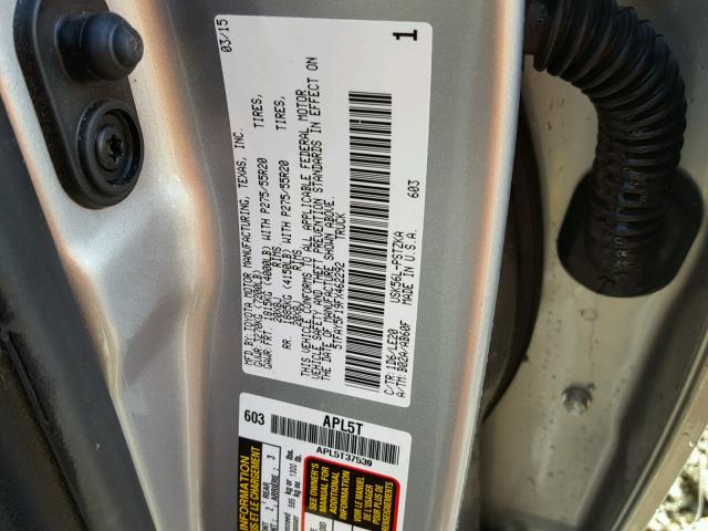 5TFAY5F19FX462292 - 2015 TOYOTA TUNDRA CRE SILVER photo 10