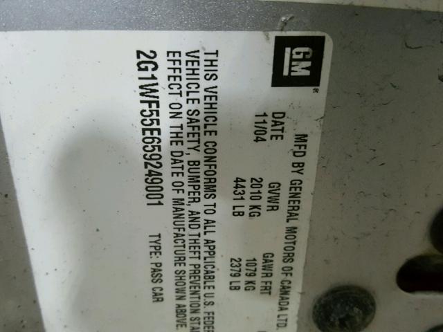 2G1WF55E659249001 - 2005 CHEVROLET IMPALA 银色 照片 10