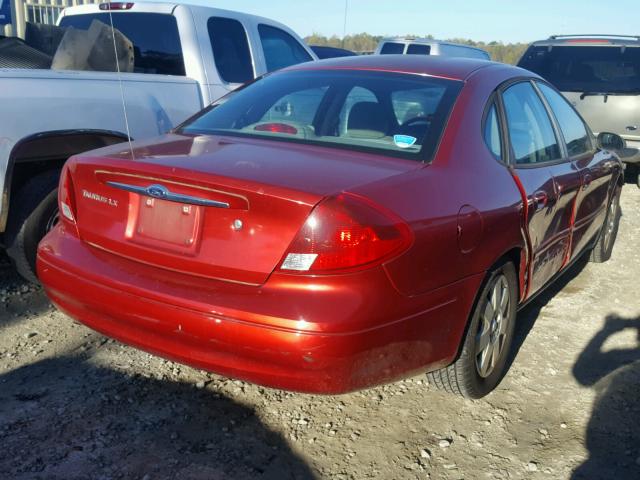 1FAFP5223YA154084 - 2000 FORD TAURUS LX RED photo 4