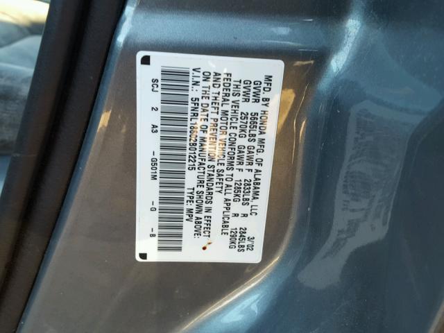 5FNRL18602B012215 - 2002 HONDA ODYSSEY BLUE photo 10