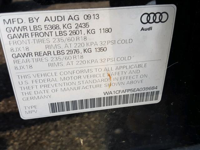 WA1CFAFP5EA039684 - 2014 AUDI Q5 PREMIUM BLACK photo 10