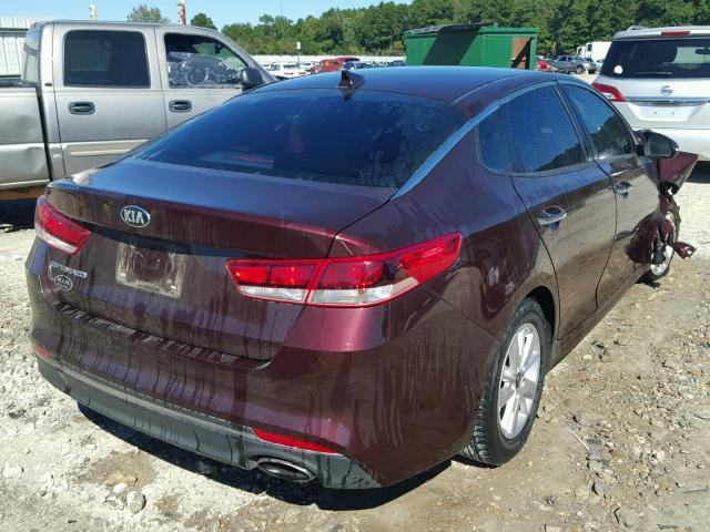 5XXGT4L3XGG047659 - 2016 KIA OPTIMA LX MAROON photo 4