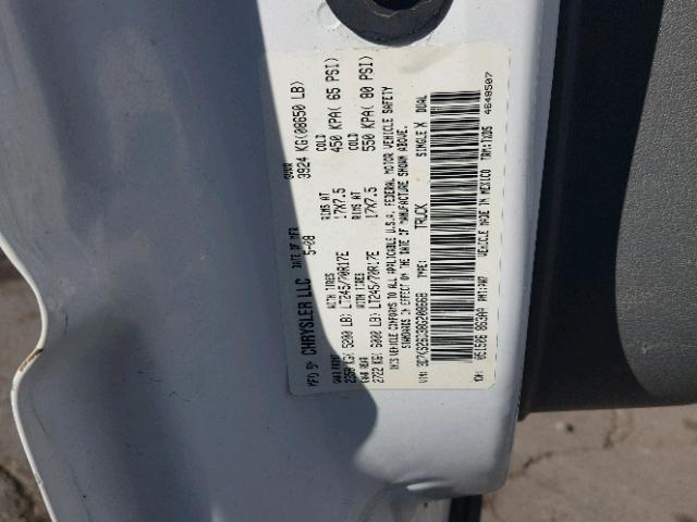 3D7KS26D38G208668 - 2008 DODGE RAM 2500 S თეთრი ფოტო 10