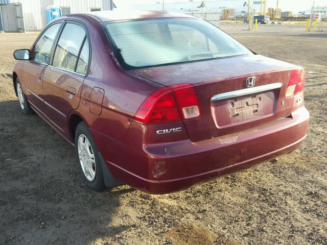 2HGES16532H514837 - 2002 HONDA CIVIC LX MAROON photo 3