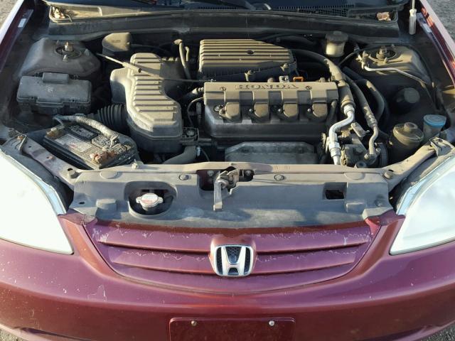 2HGES16532H514837 - 2002 HONDA CIVIC LX MAROON photo 7