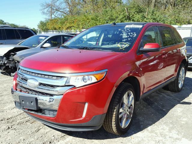 2FMDK4JC0CBA85884 - 2012 FORD EDGE SEL RED photo 2