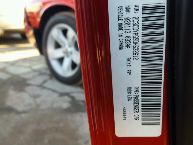 2C3CDYAG9DH632612 - 2013 DODGE CHALLENGER RED photo 10