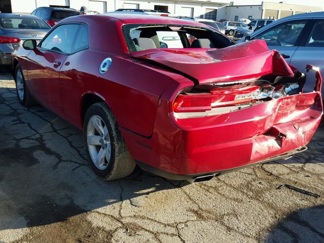 2C3CDYAG9DH632612 - 2013 DODGE CHALLENGER RED photo 3