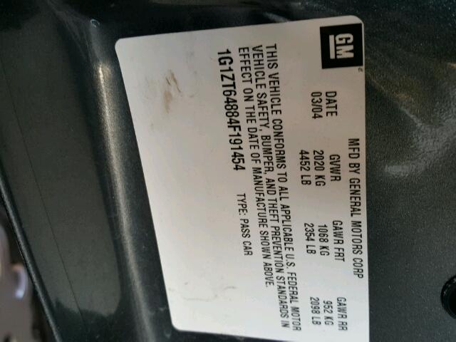 1G1ZT64884F191454 - 2004 CHEVROLET MALIBU MAX 灰色 照片 10