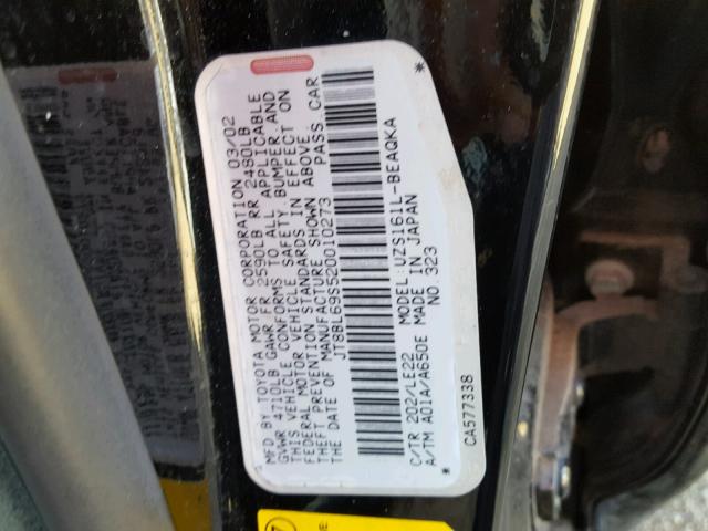 JT8BL69S520010273 - 2002 LEXUS GS BLACK photo 10