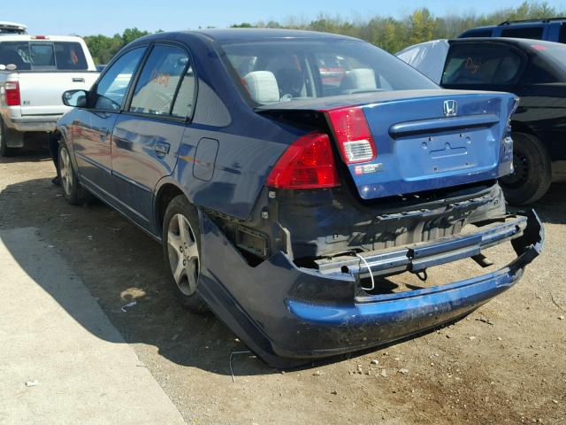 1HGES26704L022599 - 2004 HONDA CIVIC BLUE photo 3