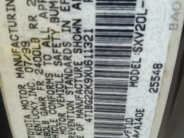 4T1BG22K9XU611321 - 1999 TOYOTA CAMRY CE 灰色 照片 10