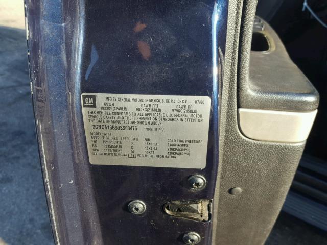 3GNCA13B99S508476 - 2009 CHEVROLET HHR LS BLUE photo 10