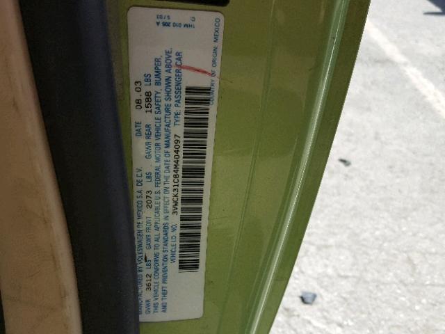 3VWCK31C84M404097 - 2004 VOLKSWAGEN NEW BEETLE 绿色 照片 10