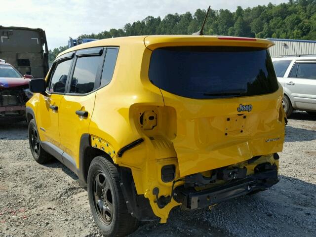 ZACCJAAHXHPF09460 - 2017 JEEP RENEGADE S 黄色 照片 3