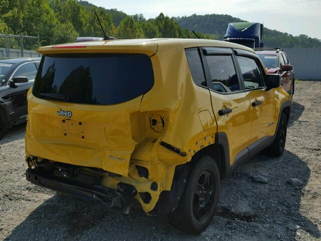 ZACCJAAHXHPF09460 - 2017 JEEP RENEGADE S YELLOW photo 4