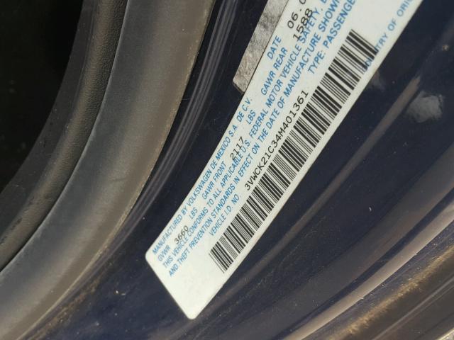 3VWCK21C34M401361 - 2004 VOLKSWAGEN NEW BEETLE ლურჯი ფოტო 10