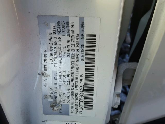 JM3TB38VX80142299 - 2008 MAZDA CX-9 WHITE photo 10