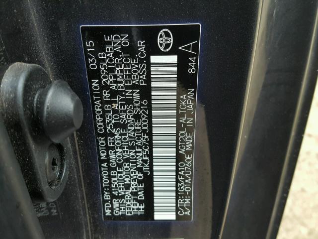 JTKJF5C75FJ009216 - 2015 TOYOTA SCION TC 灰色 照片 10