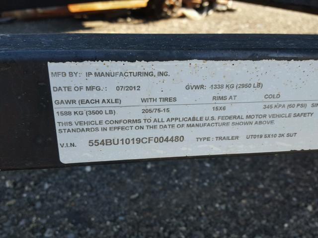 554BU1019CF004480 - 2012 UTILITY TRAILER BLACK photo 10
