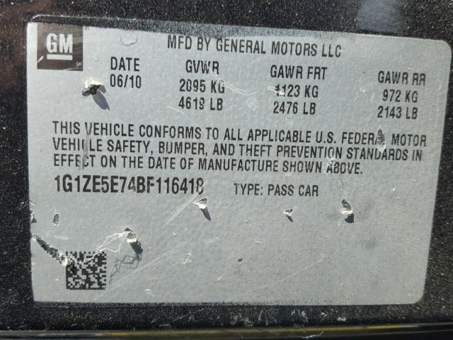 1G1ZE5E74BF116418 - 2011 CHEVROLET MALIBU LTZ 黑色 照片 10