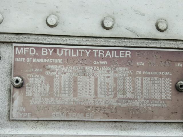 1UYVS2533FP186911 - 2016 UTILITY TRAILER WHITE photo 10