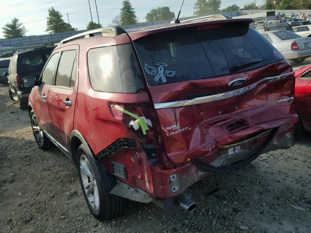 1FM5K7F85FGA16194 - 2015 FORD EXPLORER BURGUNDY photo 3